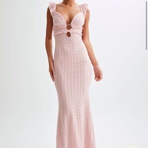Meshki Pink Plunge Maxi Gown